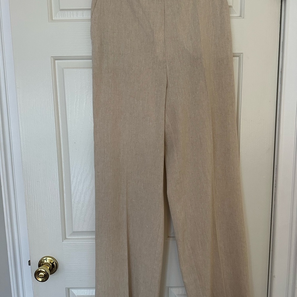 Zara Light Tan Linen Trousers